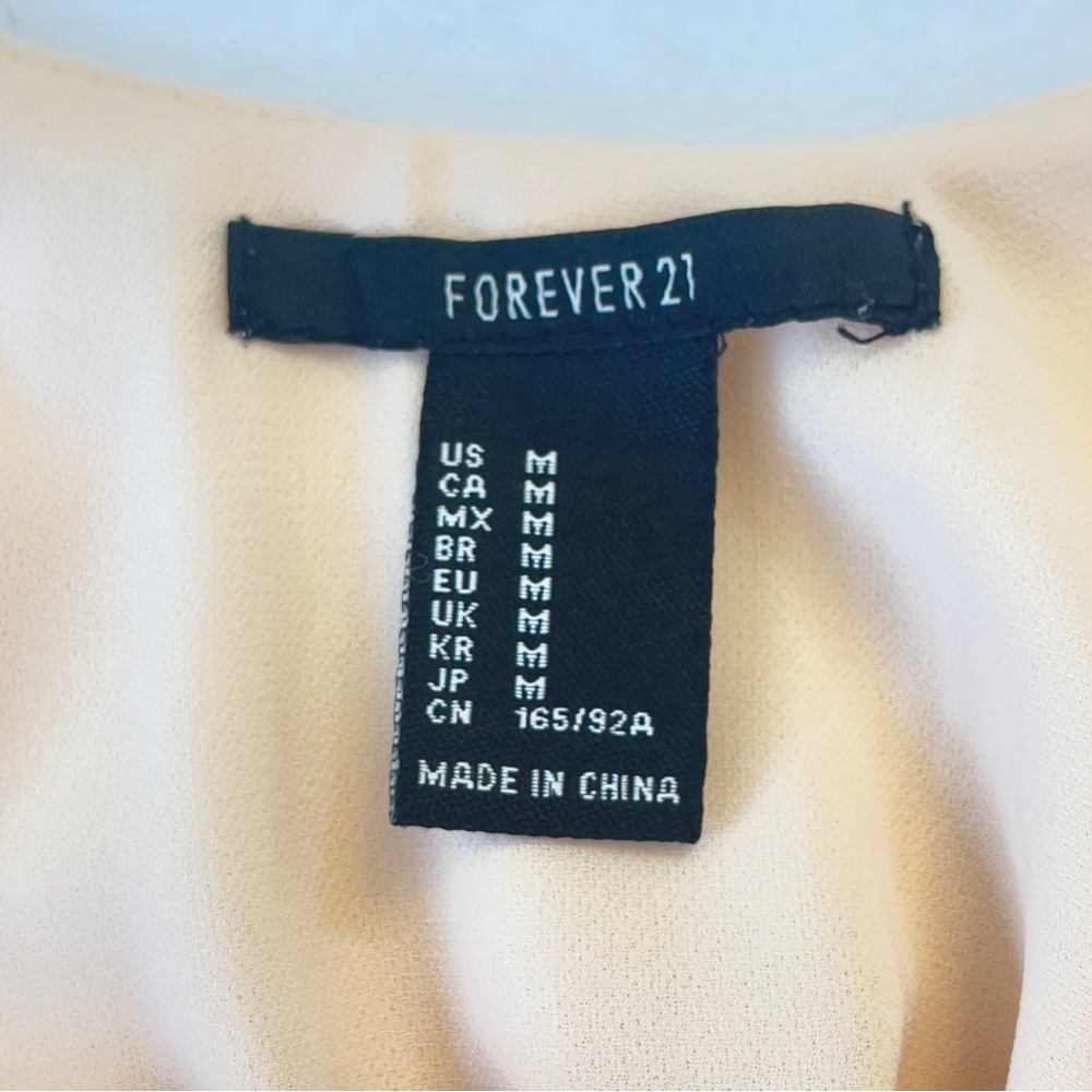 Forever 21 Light Peach Layered Tank Top Sequin Strap Chiffon Double Tier Medium - Picture 7 of 9